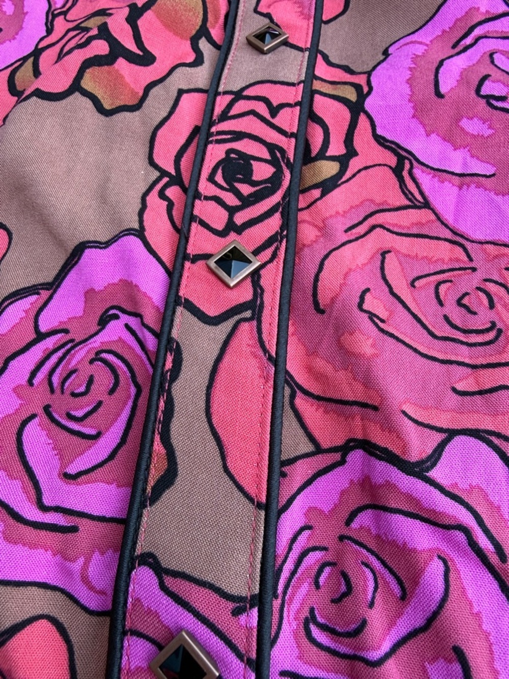 Wrangler Pink and Brown Floral Button-Up Top XXL western rodeo - Picture 9 of 10